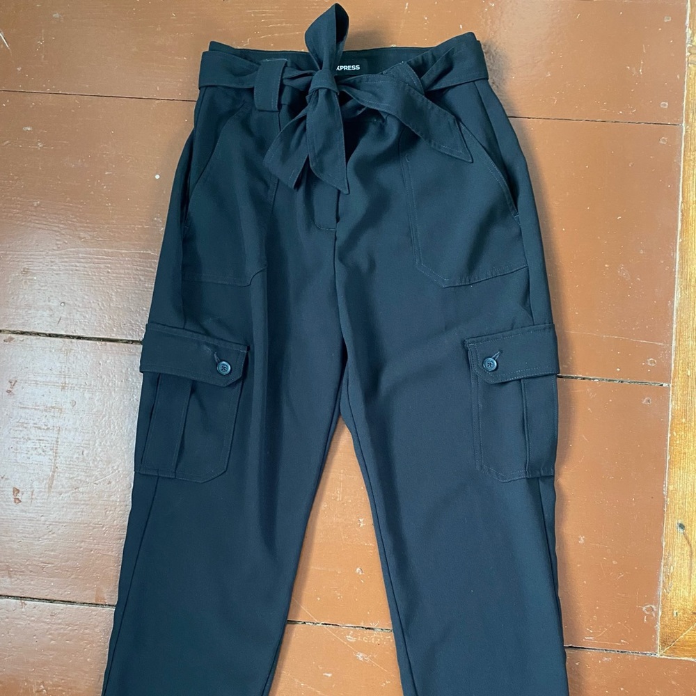 Black Express Tie Pants